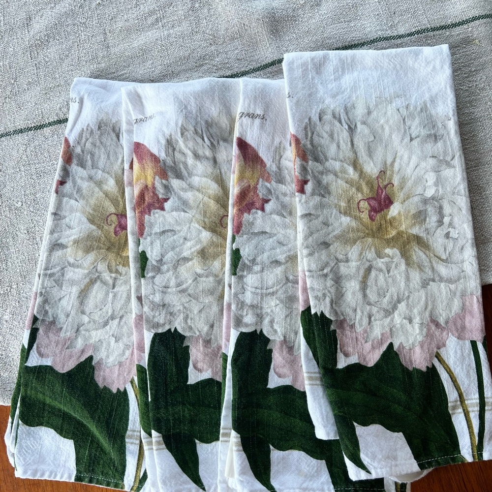 Williams Sonoma Peony Kitchen Towels.